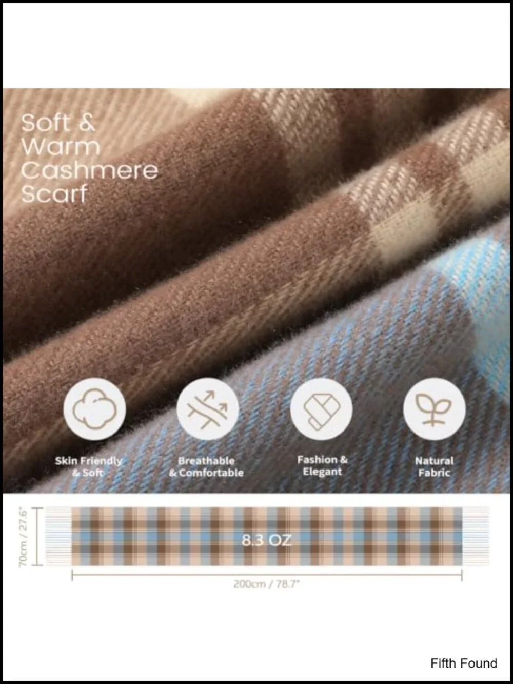 Soft Plaid Winter Scarf for Women 78.7x27.6 Oversized Tassel Wrap